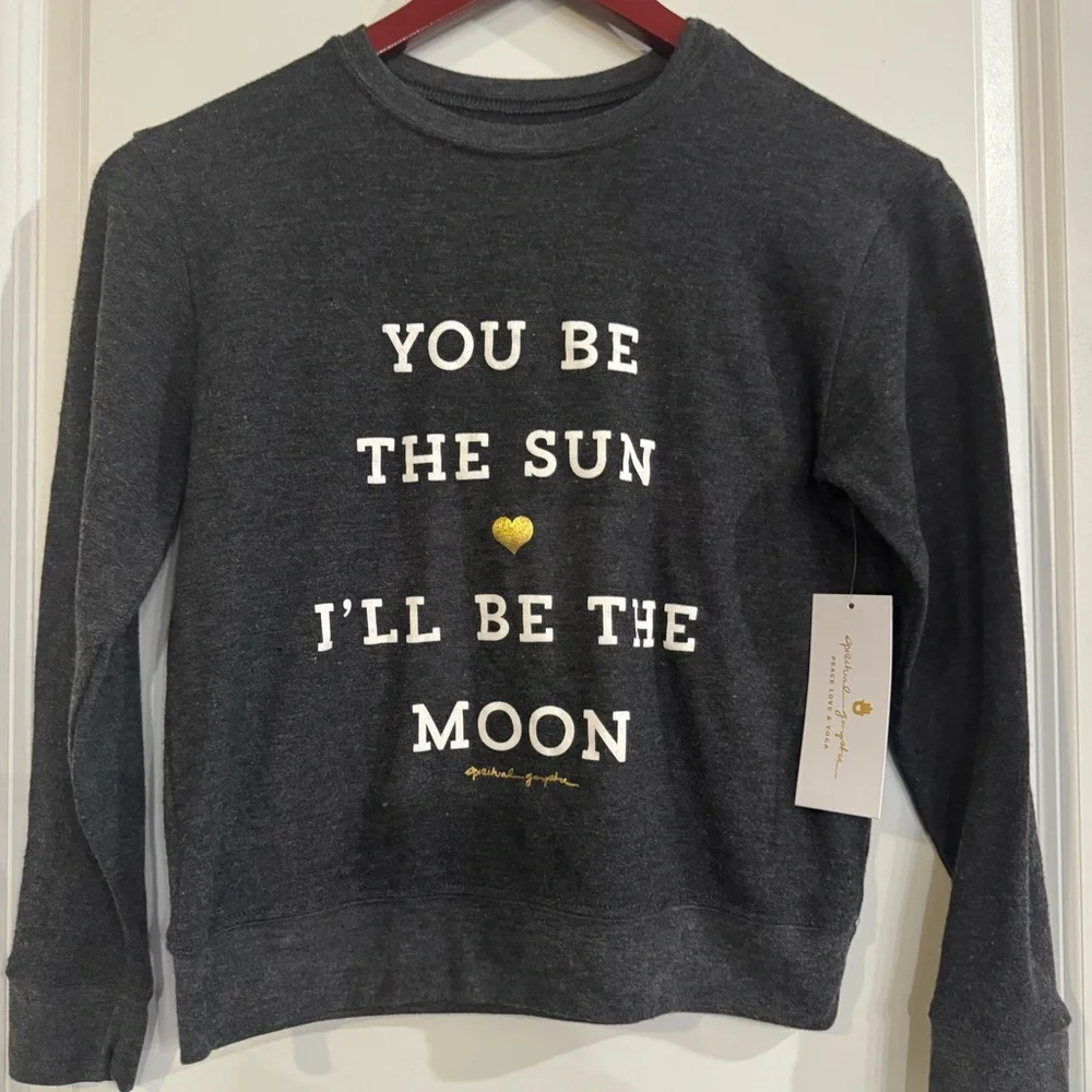 Spiritual Gangster Savasana Sun Girls Crew Neck Pullover Sweatshirt in Grey